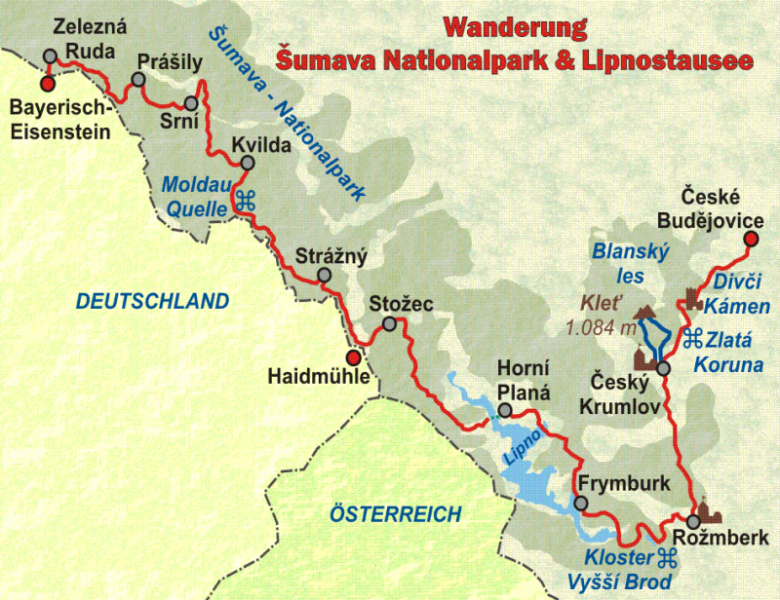 Šumava Nationalpark | Wanderung vom Böhmerwald zum Lipnostausee & nach